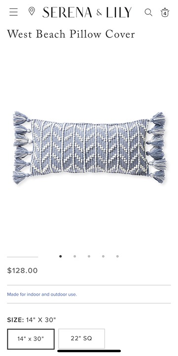Serena & Lily West Beach 14 x30 Pillow Cover (Heathered Coastal Blue)