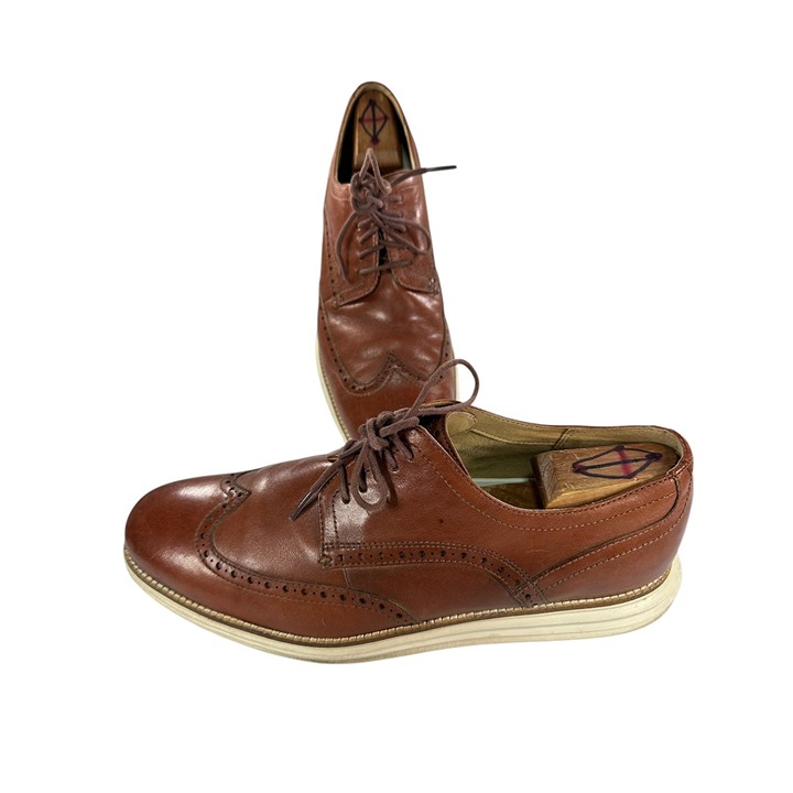 Cole Haan Mens Grand OS Size 12 M Brown Leather Wingtip Oxfords Comfort Shoes