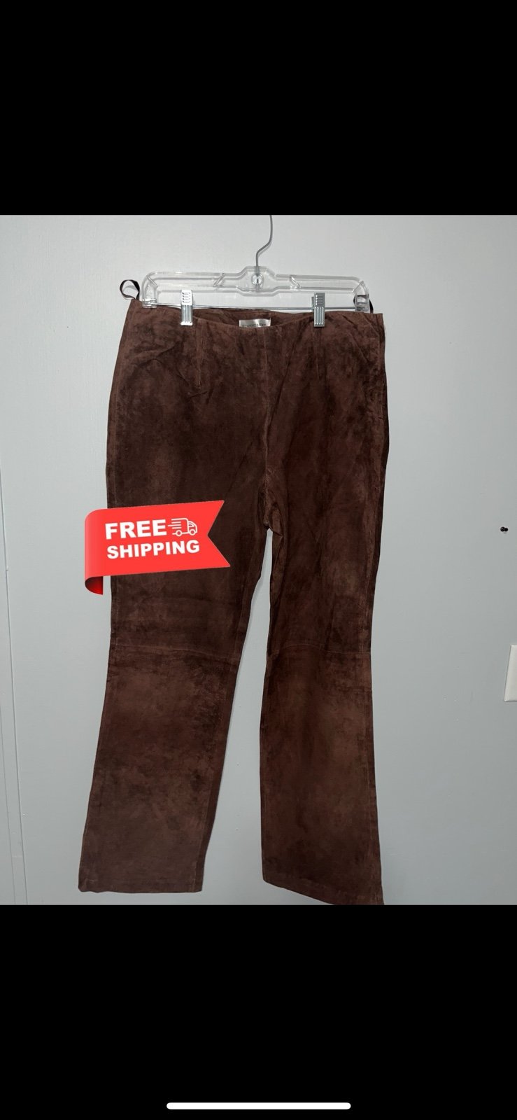 Newport News NWT Brown 100% Leather Suede Pants Size 14