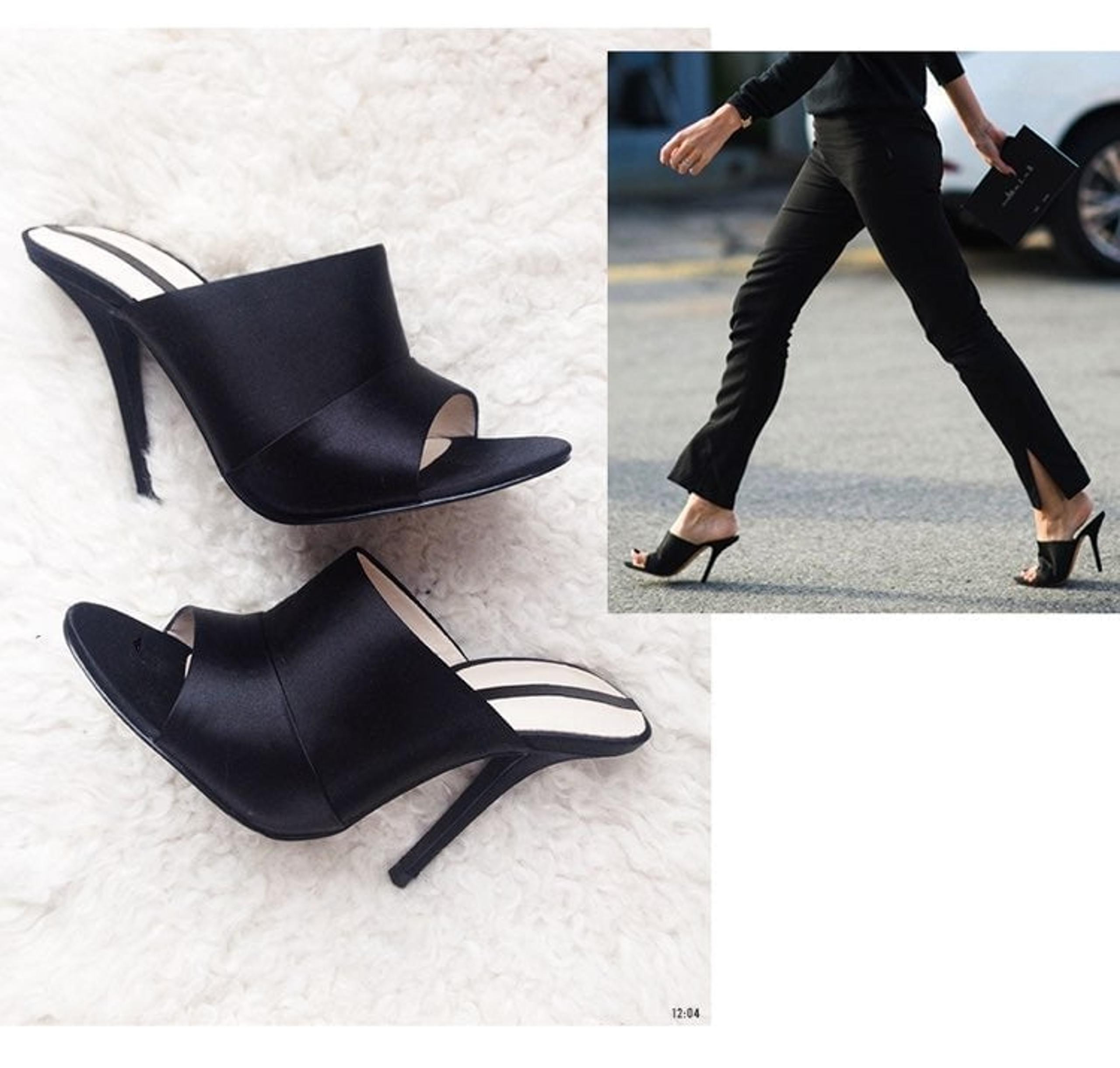 ZARA BLACK SATIN MULES