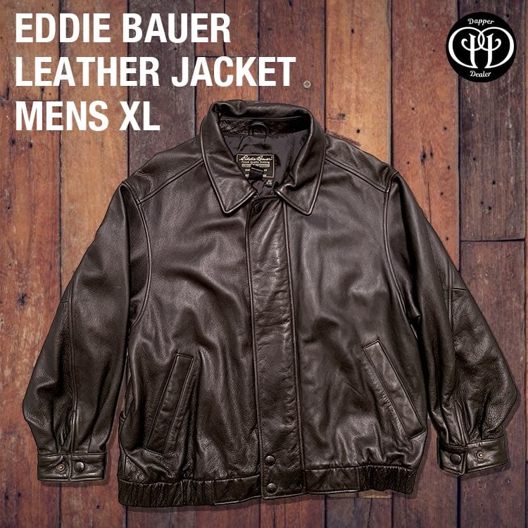 Eddie Bauer Leather Jacket Winter Coat Outdoors Cold Weather Windbreaker Genuine