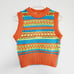 Zara Pom Pom Knit Sweater Vest Orange Green Blue Round Neckline Size Medium