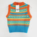 Zara Pom Pom Knit Sweater Vest Orange Green Blue Round Neckline Size Medium