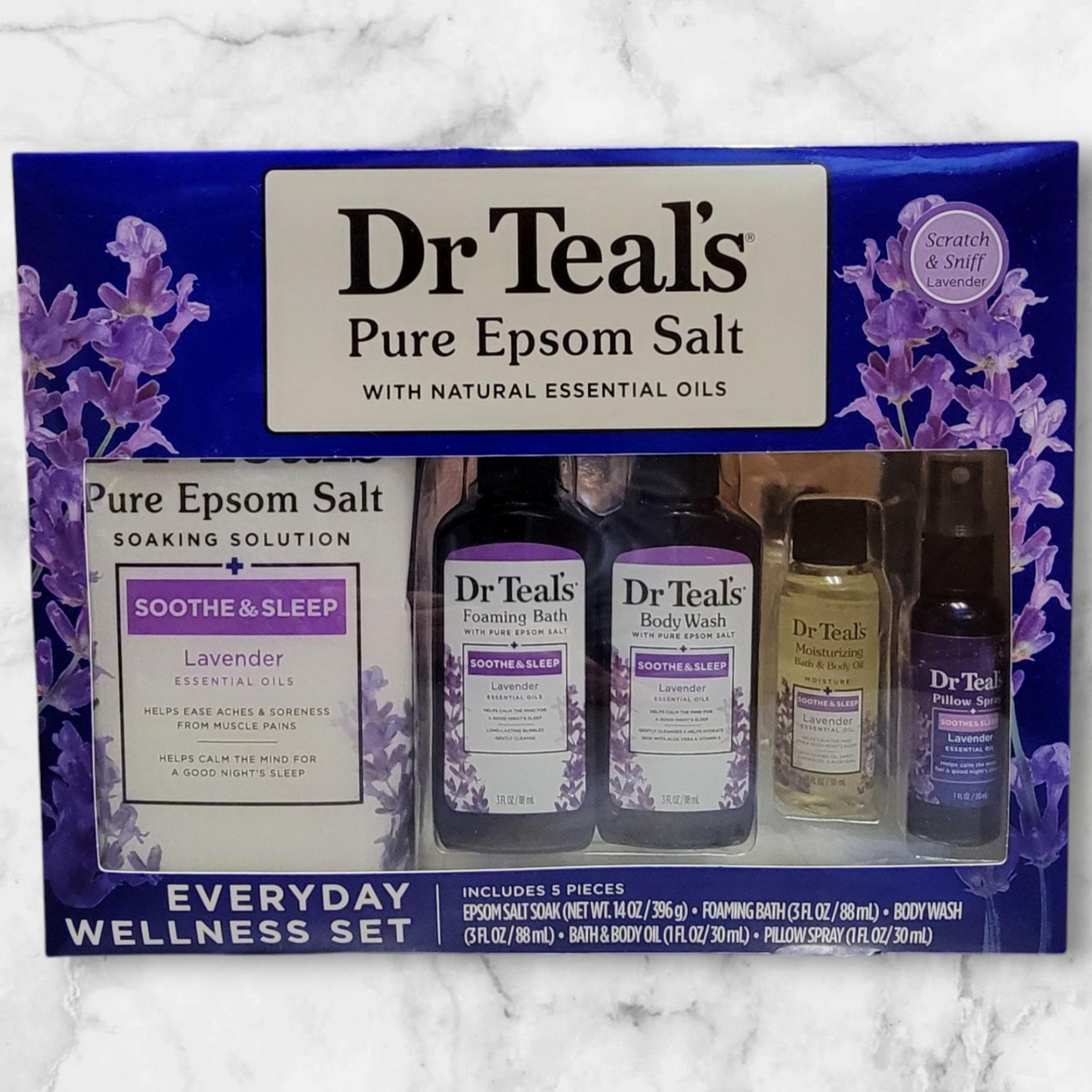 Dr Teals Everyday Wellness Set Soothe & Sleep Lavender 5 Pc Epsom Salt Bath Body