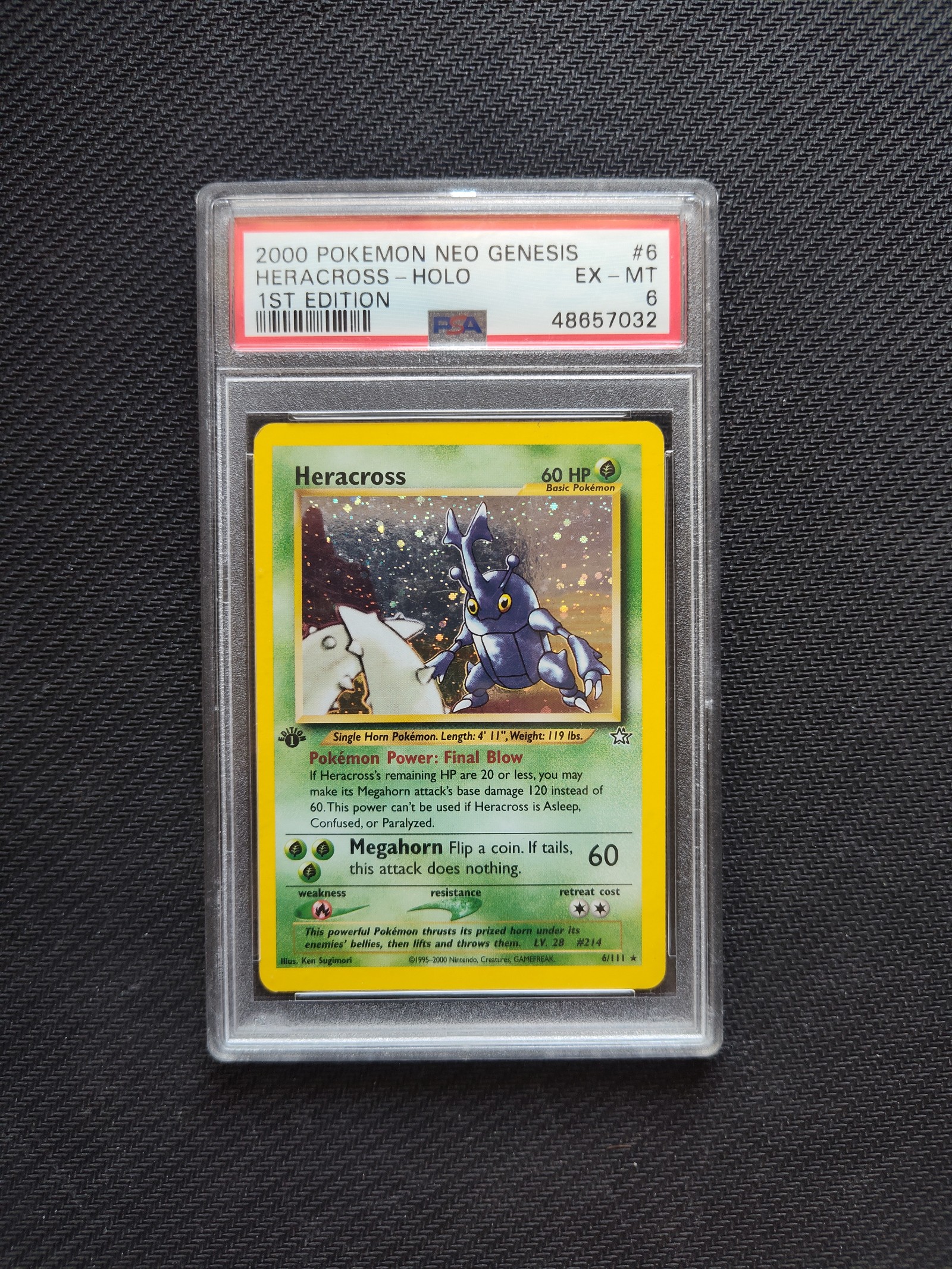 1st edition Neo Genesis Holographic Heracross 2000