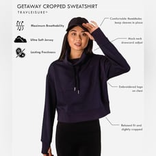 NxTSTOP Getaway Cropped Sweatshirt Navy Blue Size Large