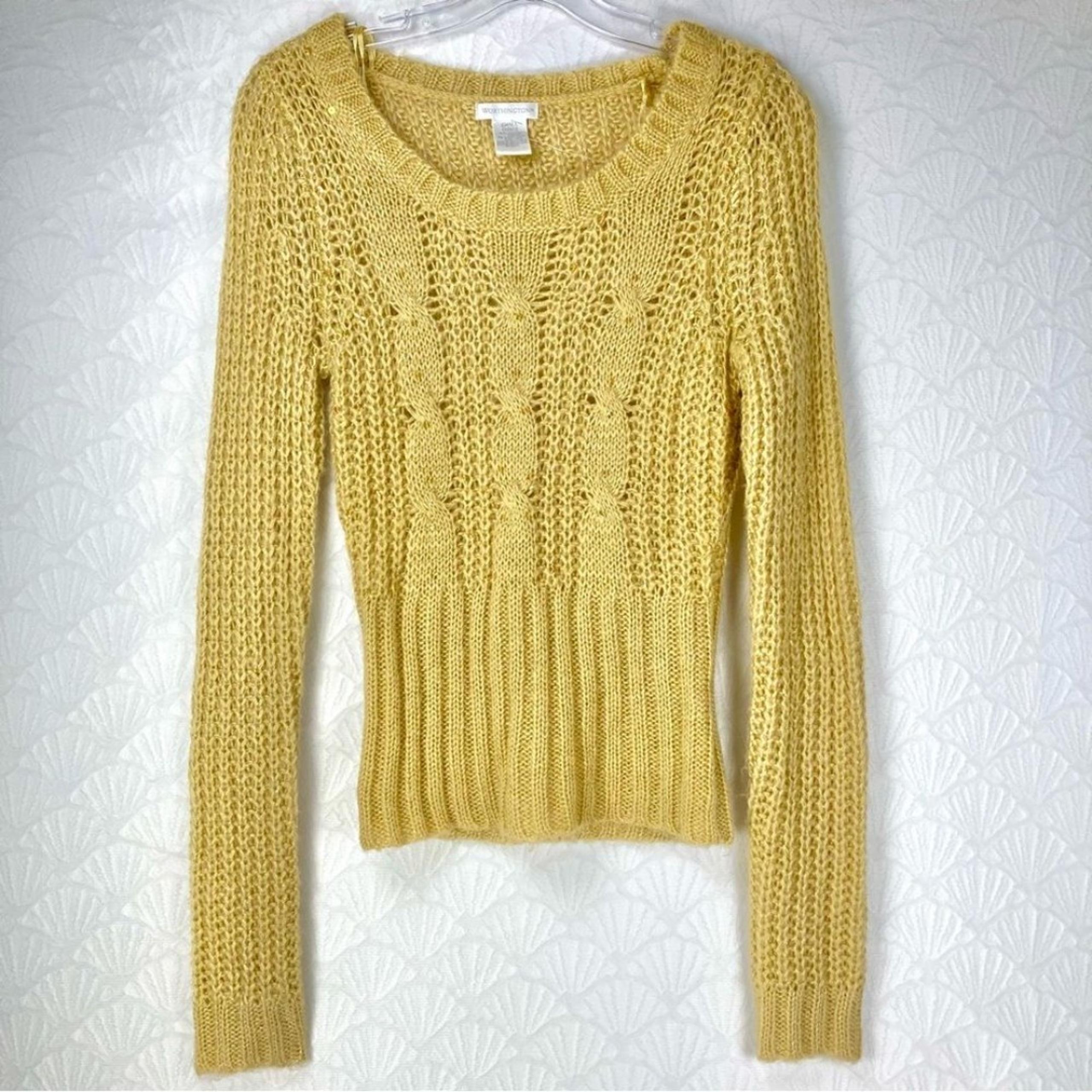 Worthington Womens Sz S Crew Neck Long Sleeves Cable Knit Gold Metallic Sweater