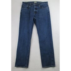 Faherty Jeans Men's Size 34x32 Organic Cotton Slim Straight 5 Pocket Blue Denim