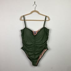 J. Crew | Safari Green Sweetheart Ruched One Piece Swimsuit 22 Plus