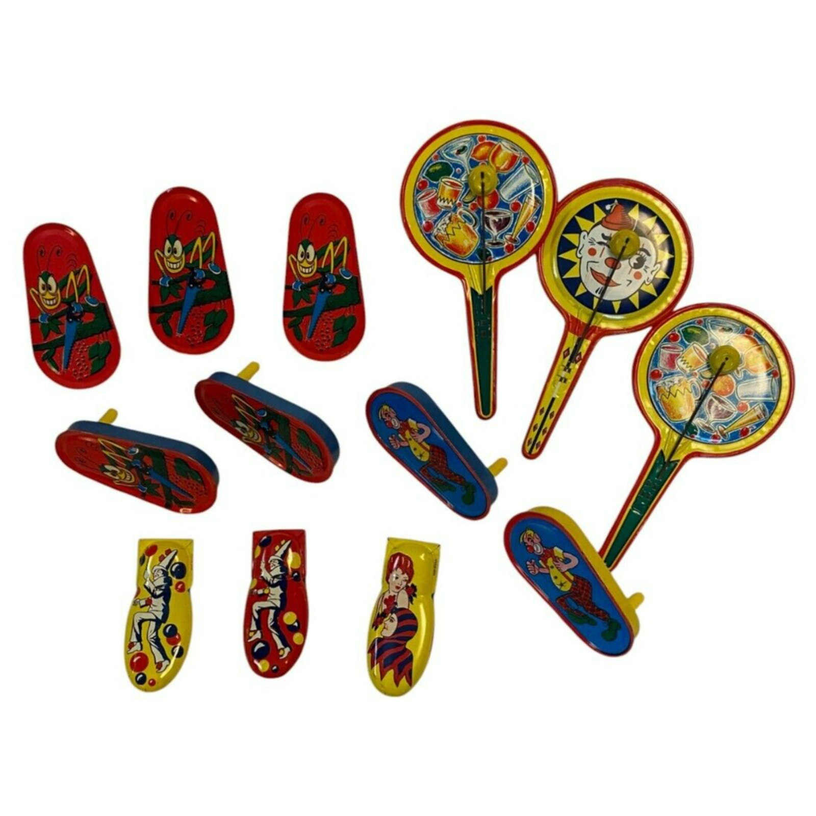 Life of the Party Noisemakers Mixed Lot of 13 Tin Kirchhoff Toys Clown Cricket