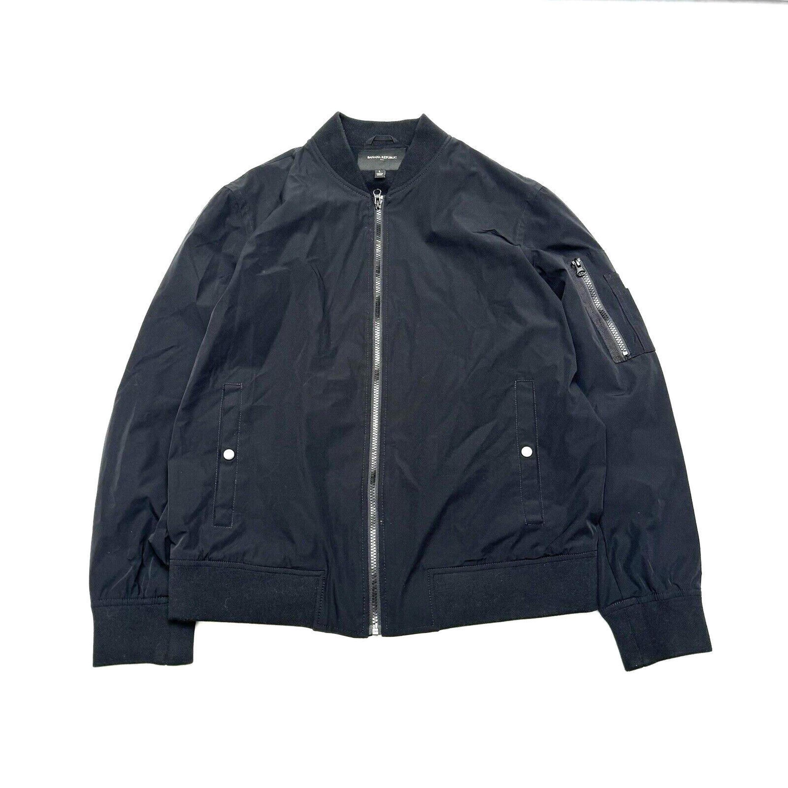 Banana Republic Men's Large Tech Motion Black Bomber Jacket