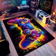 63x79in Colorful Gamepad Pattern Area Rug