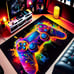 63x79in Colorful Gamepad Pattern Area Rug