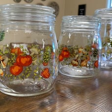 Vintage glass jars canister set retro mushroom arch glassware with lid boho air