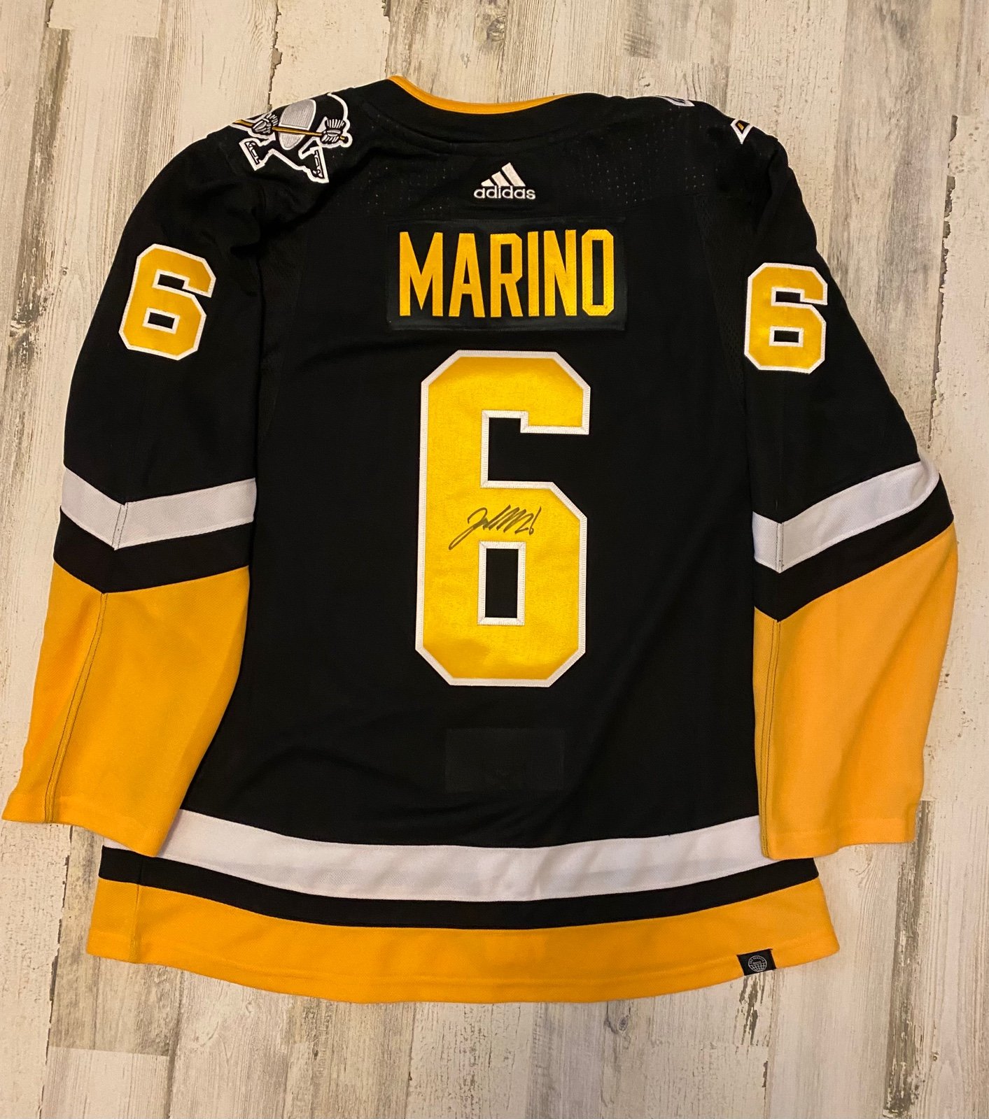 Marino Autographed Adidas Penguins Alt Jersey
