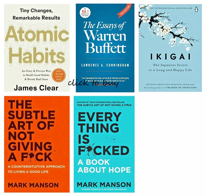 set 5 book Atomic+ the essay +everything is fcked + Subtle Art+ ikigai Paperback