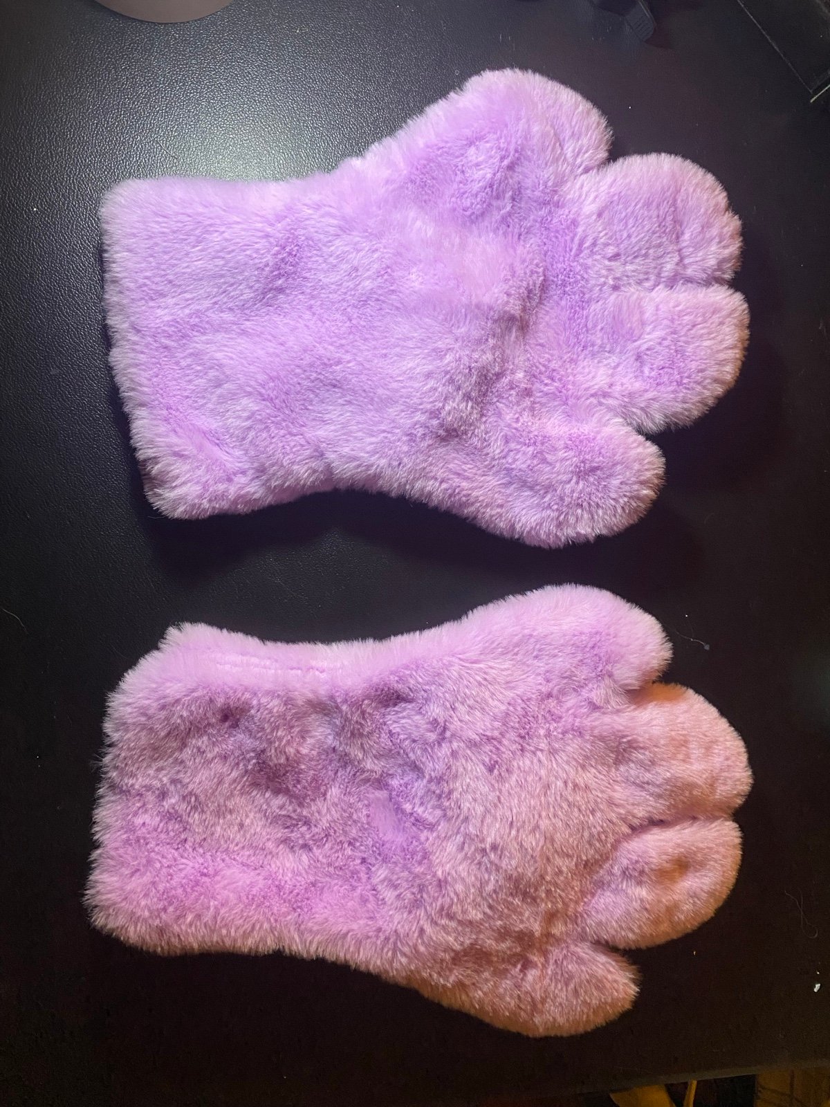 Purple Hand sewn Paw gloves read description