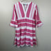 Bindu Glenda Dress Womens XS Pink White Breezy Cotton Tiered Mini