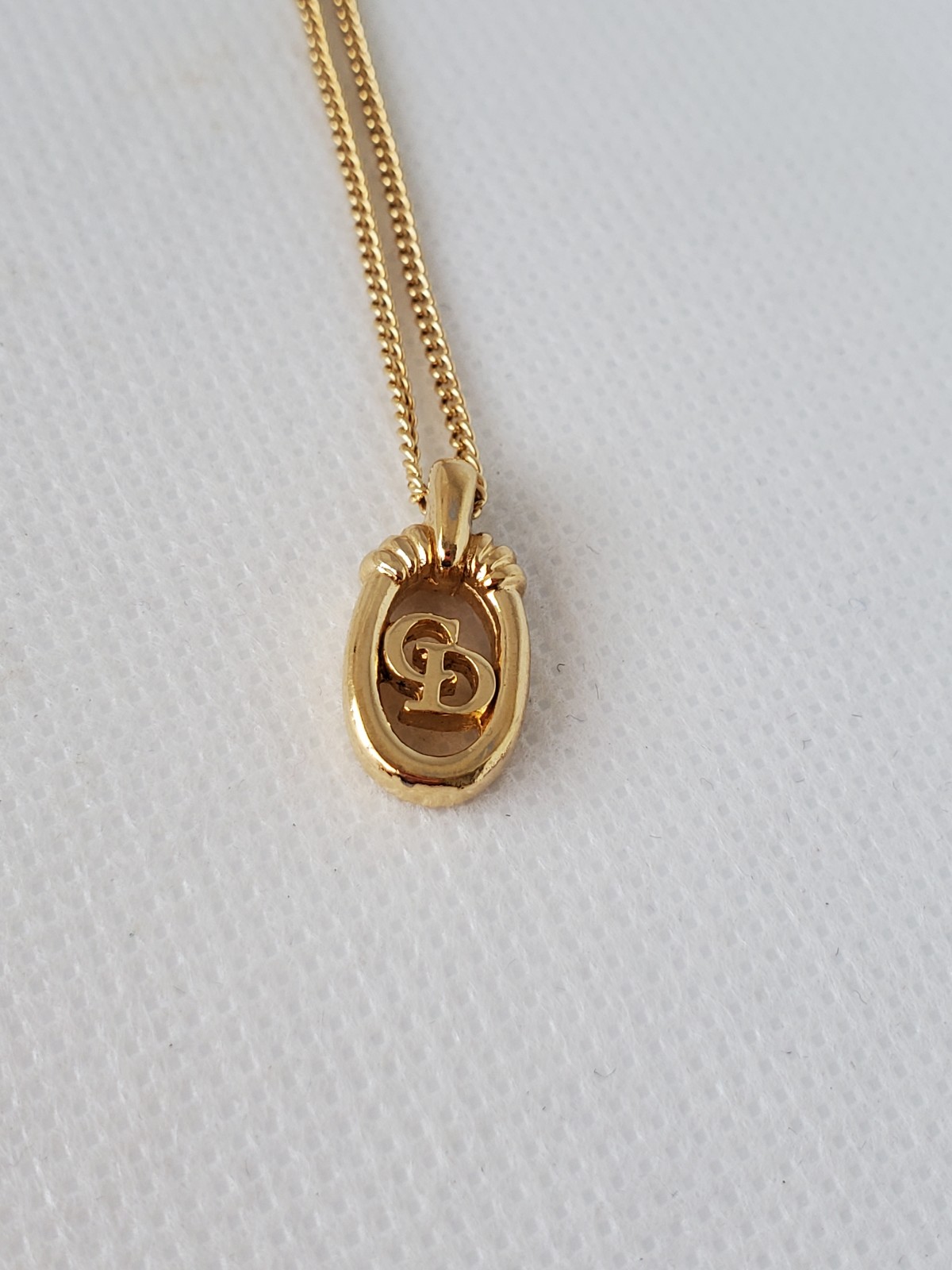 Dior Vintage CD Oval Pendant Necklace