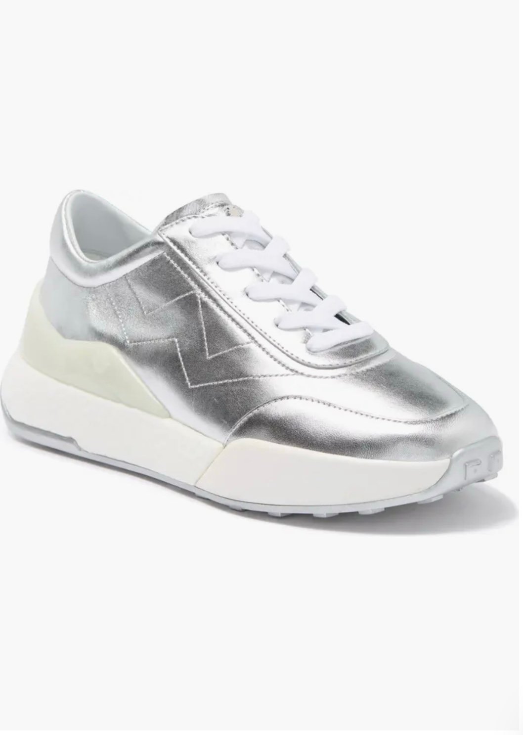 Stuart Weizmann Dodie Sneaker Silver Metallic Nappa 38 7.5 Women’s Shoes