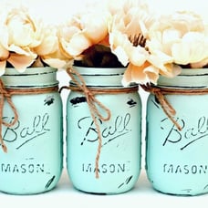 Mint Mason jars, room decorations