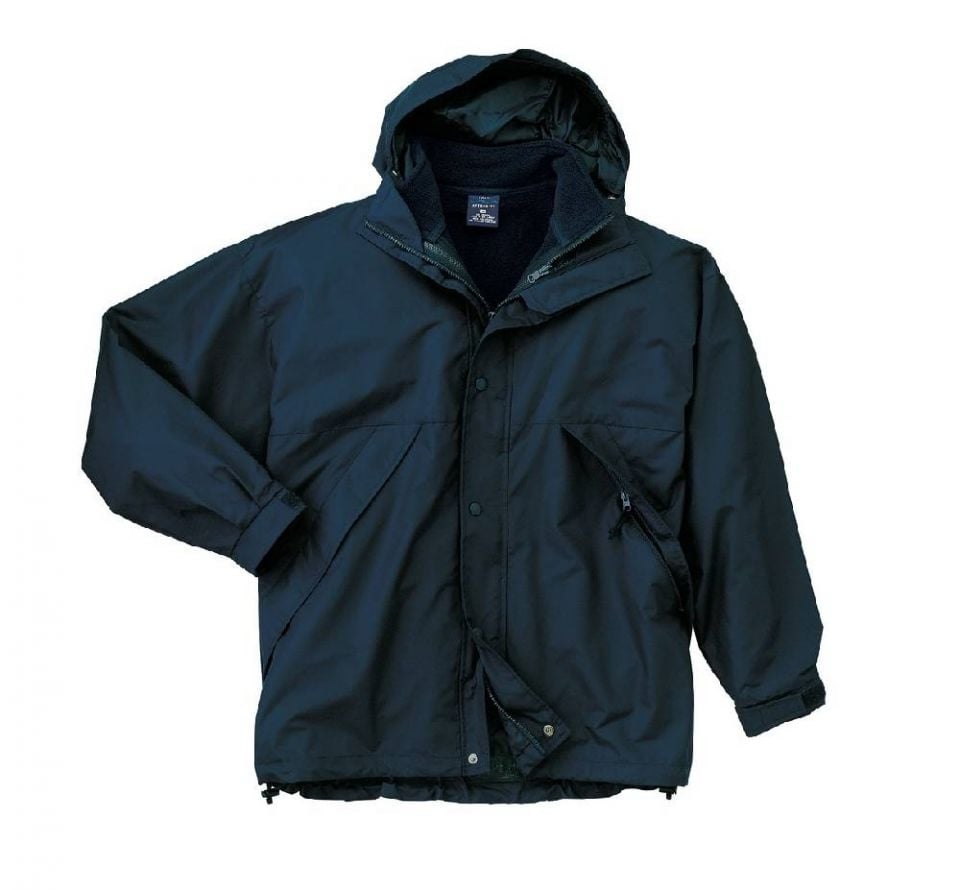 Port Authority Black Men’s 3-in-1 Windbreaker & Vest Combo Jacket with Hood