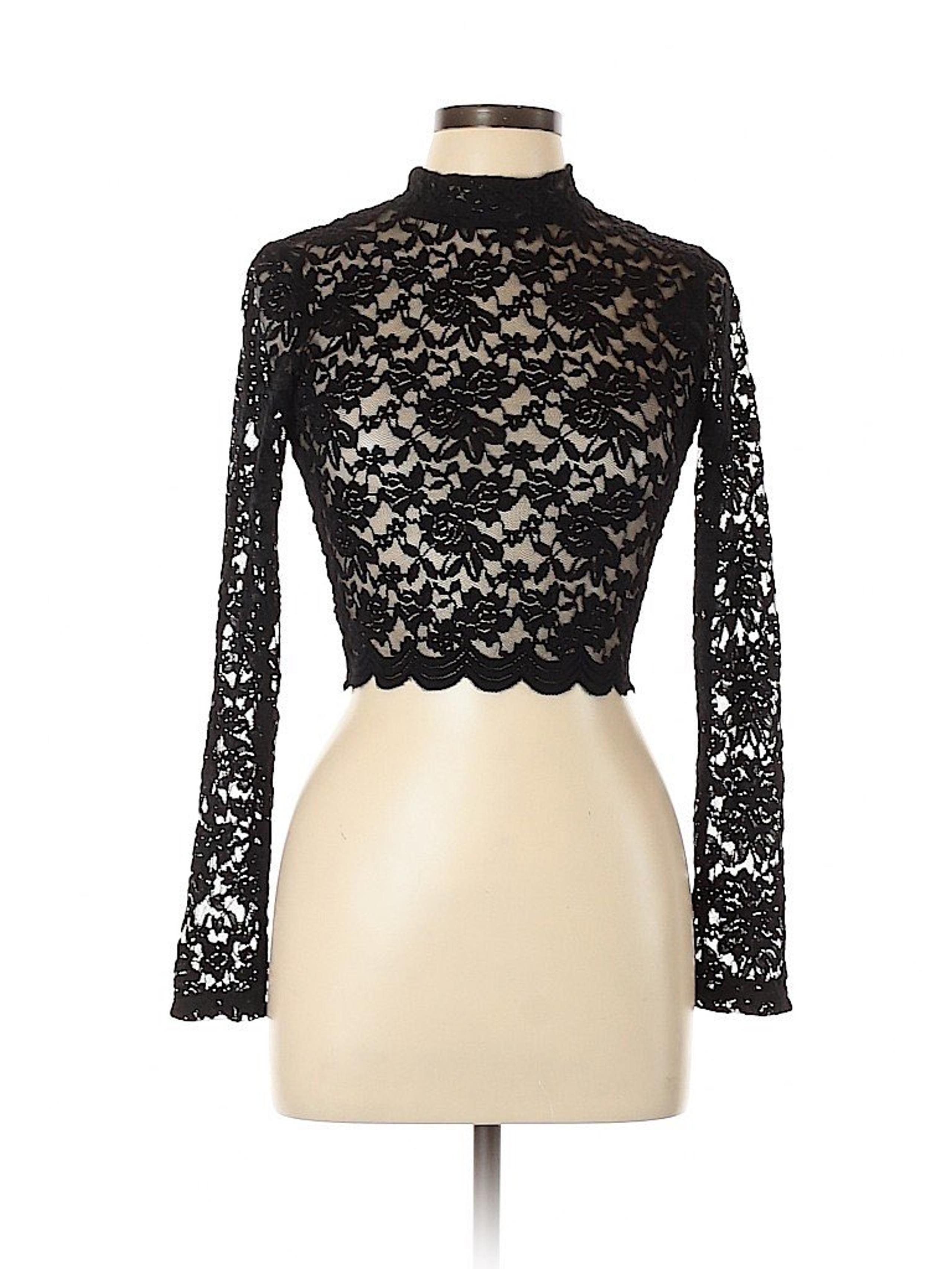 FOREVER 21 Lace Mock Turtleneck Top...La