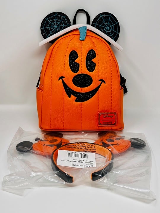Loungefly Disney Mickey Pumpkin Backpack and Ears Set BNWT