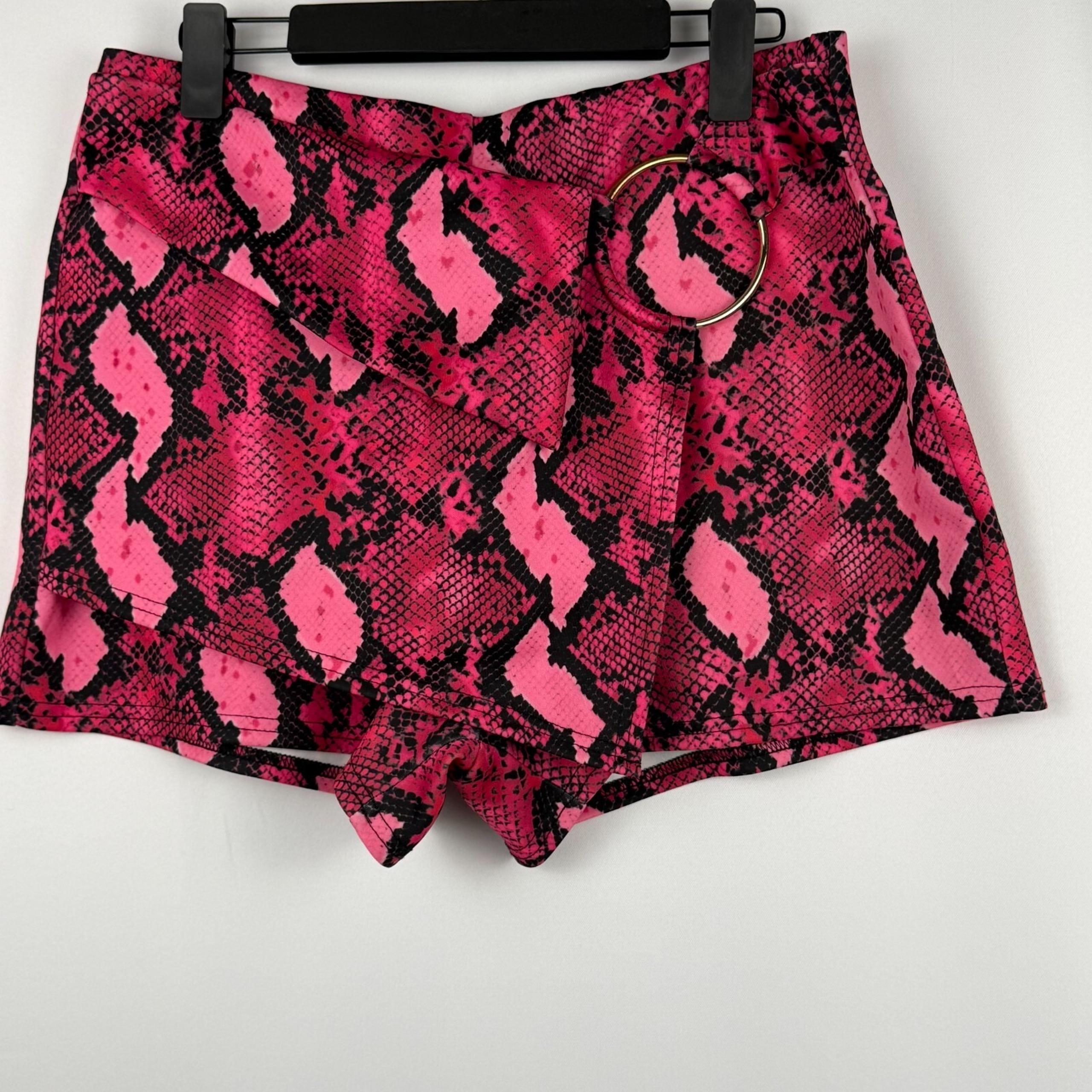 Venus Womens L Pink Snake Print Mini Skort Club Mobwife Y2K Punk