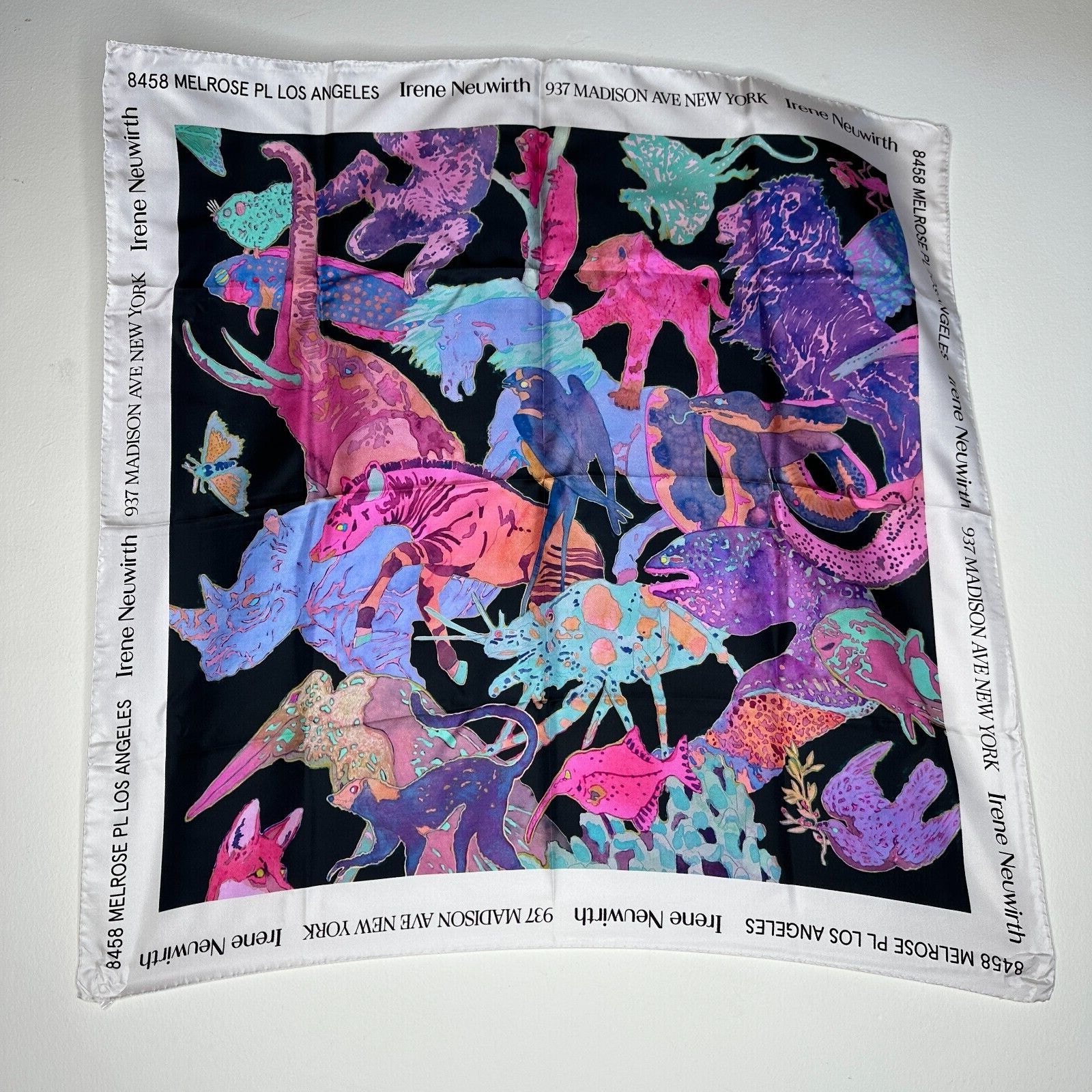 NIB RARE Irene Neuwirth Ltd Edition Silk Scarf Animal Safari By Aaron Morse