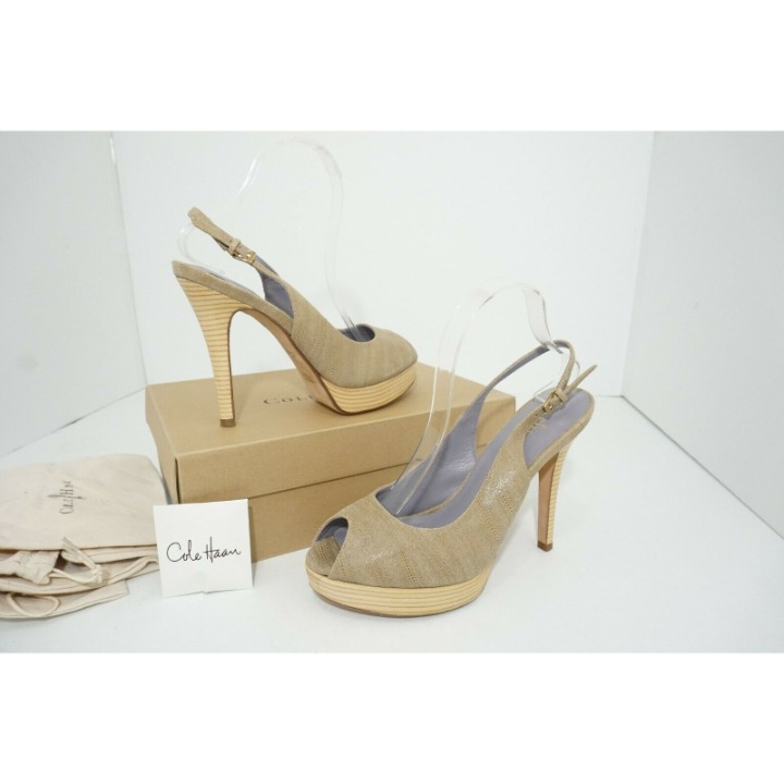 Cole Haan Mariela Air Tan Light Cove Open Toe Platform Pumps US 9.5 328