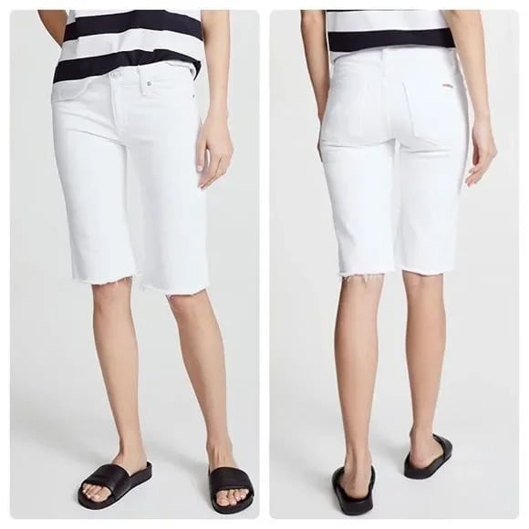 Hudson women's size 26 solid white cut off knee length AMELIA denim shorts
