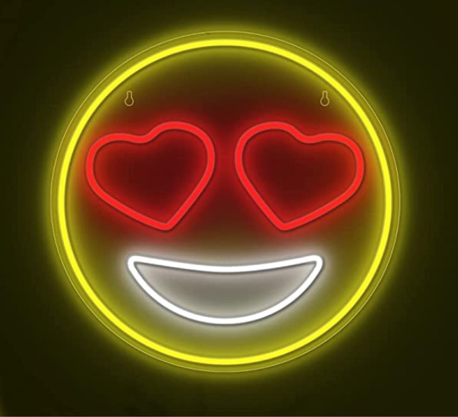 Lovely Bright Red Heart Eyed Smiley Face LED Night Light Room Wall Decor