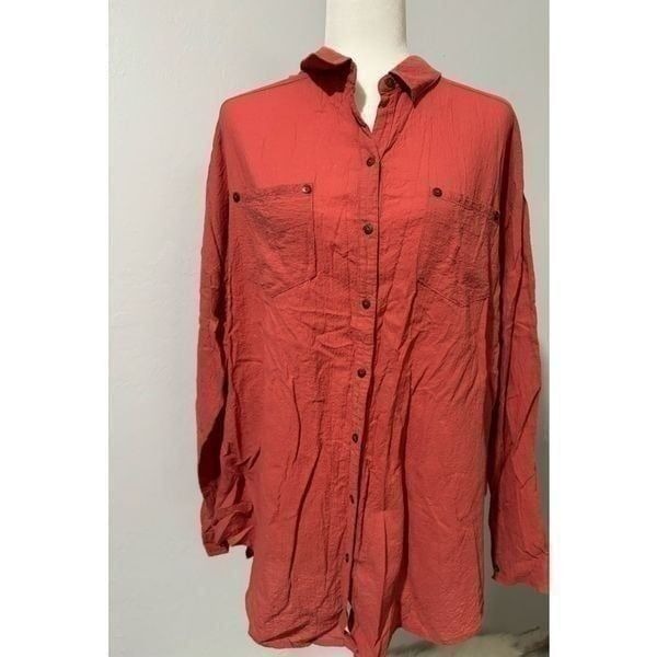 Free People oversized button down long sleeve top S