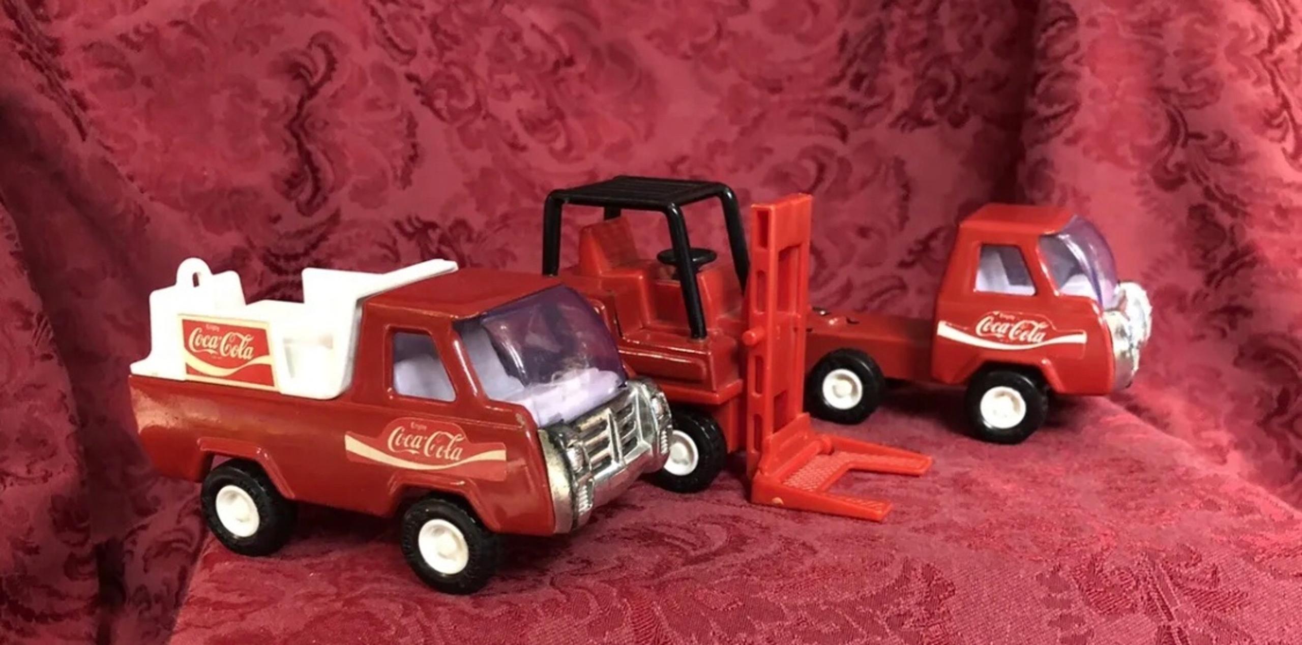 Vintage Antique Coca Cola Trucks & Forklift Diecast & Plastic Lot Buddy L.