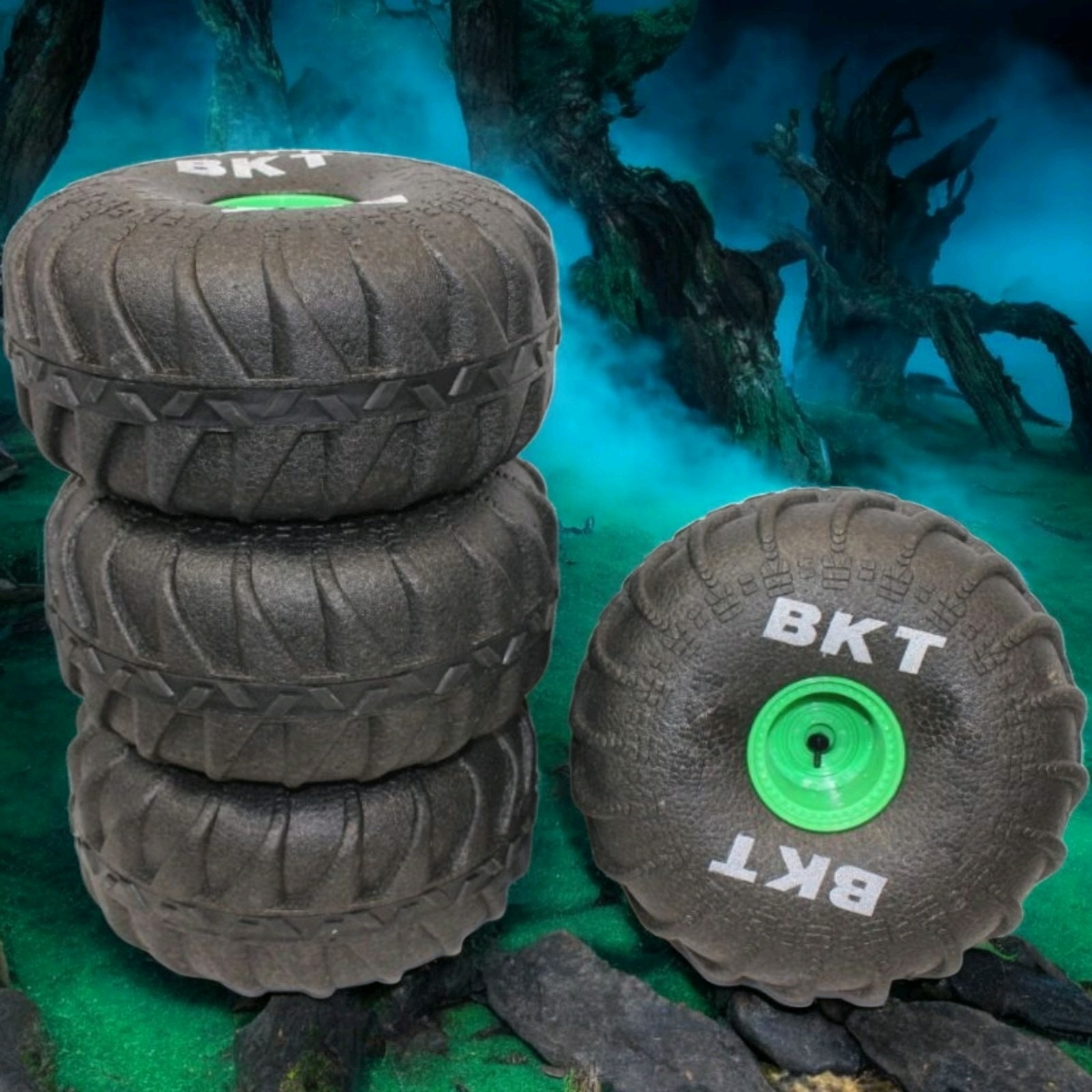 4 Mega Monster Jam Grave Digger 10 Replacement RC Truck Foam Wheels Tires 1:6