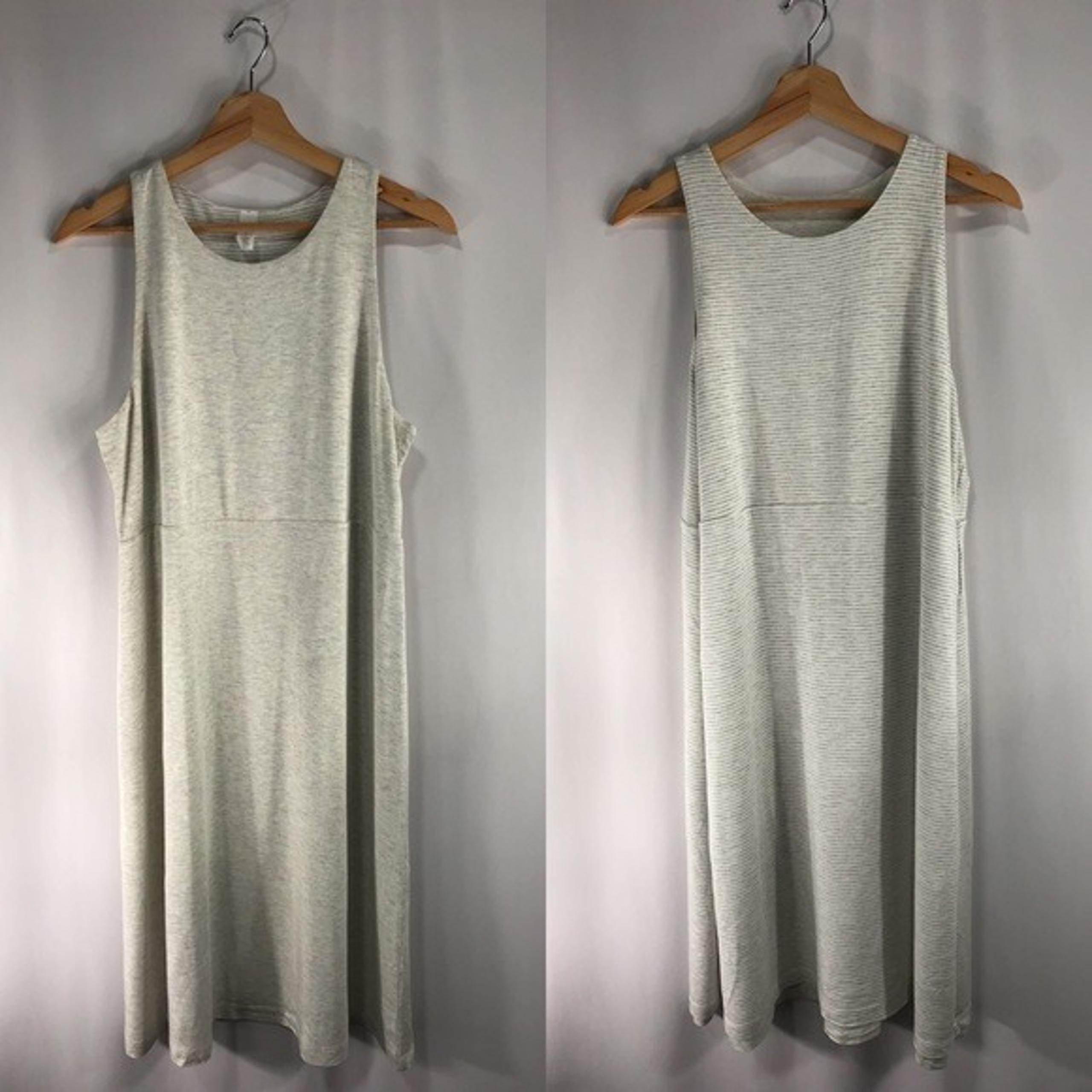 Athleta Reversible Santorini High Neck Dress Oatmeal Heather Striped