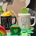 Rae Dunn 4 St Patrick topper mugs
