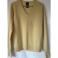 ST MICHAEL 100% Cashmere Soft Yellow Sweater Sz 40 Chest Large UK V Neck