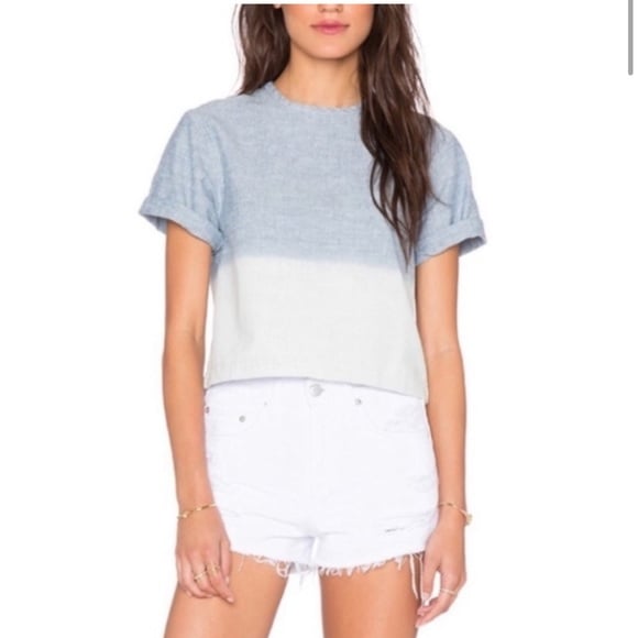 Rag & bone Grimsby Ombré Crop Top size small blue dye zipper back