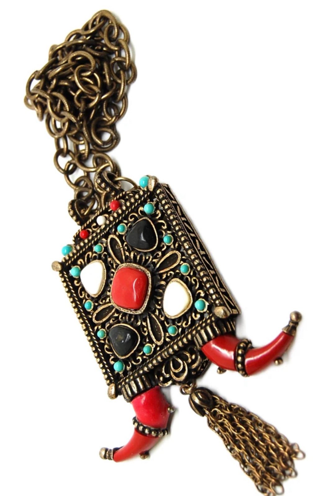 Vintage RARE Selro Selini Tusk Stone Necklace