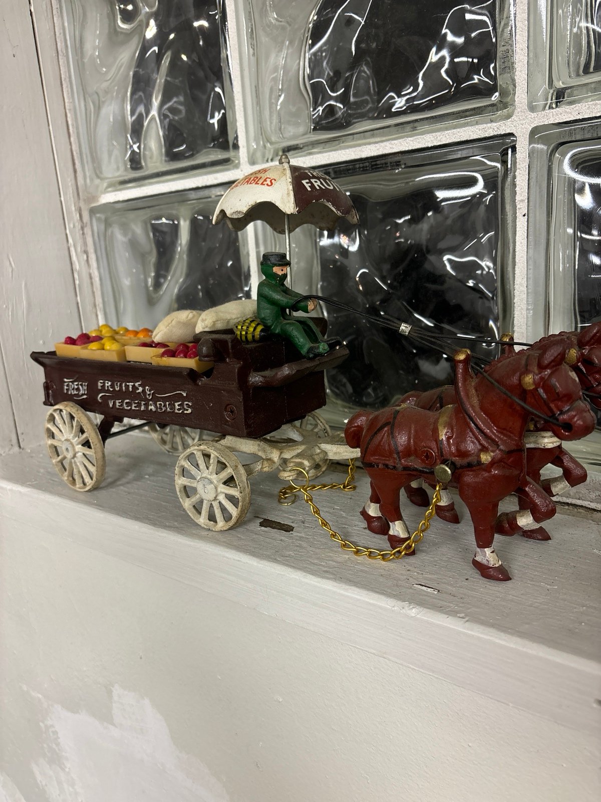 Antique Cast iron horse drawn fruit and vegetable cart