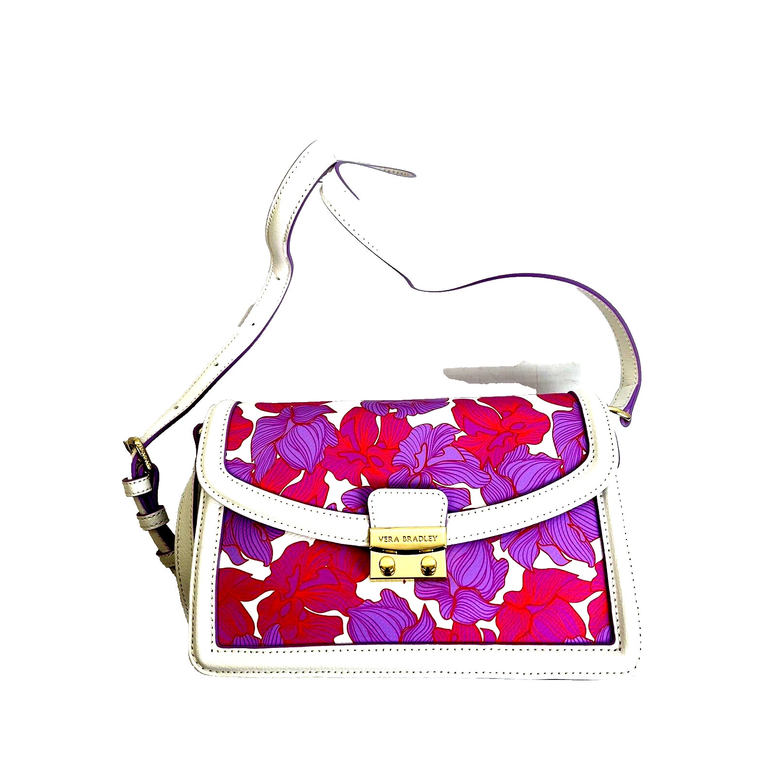 Vera Bradley Tess Crossbody Shoulder Bag Purse Paradise Floral Lilac Pink Purple