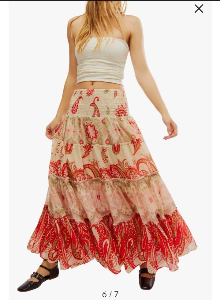 Super Thrills Paisley Floral Print Maxi Skirt