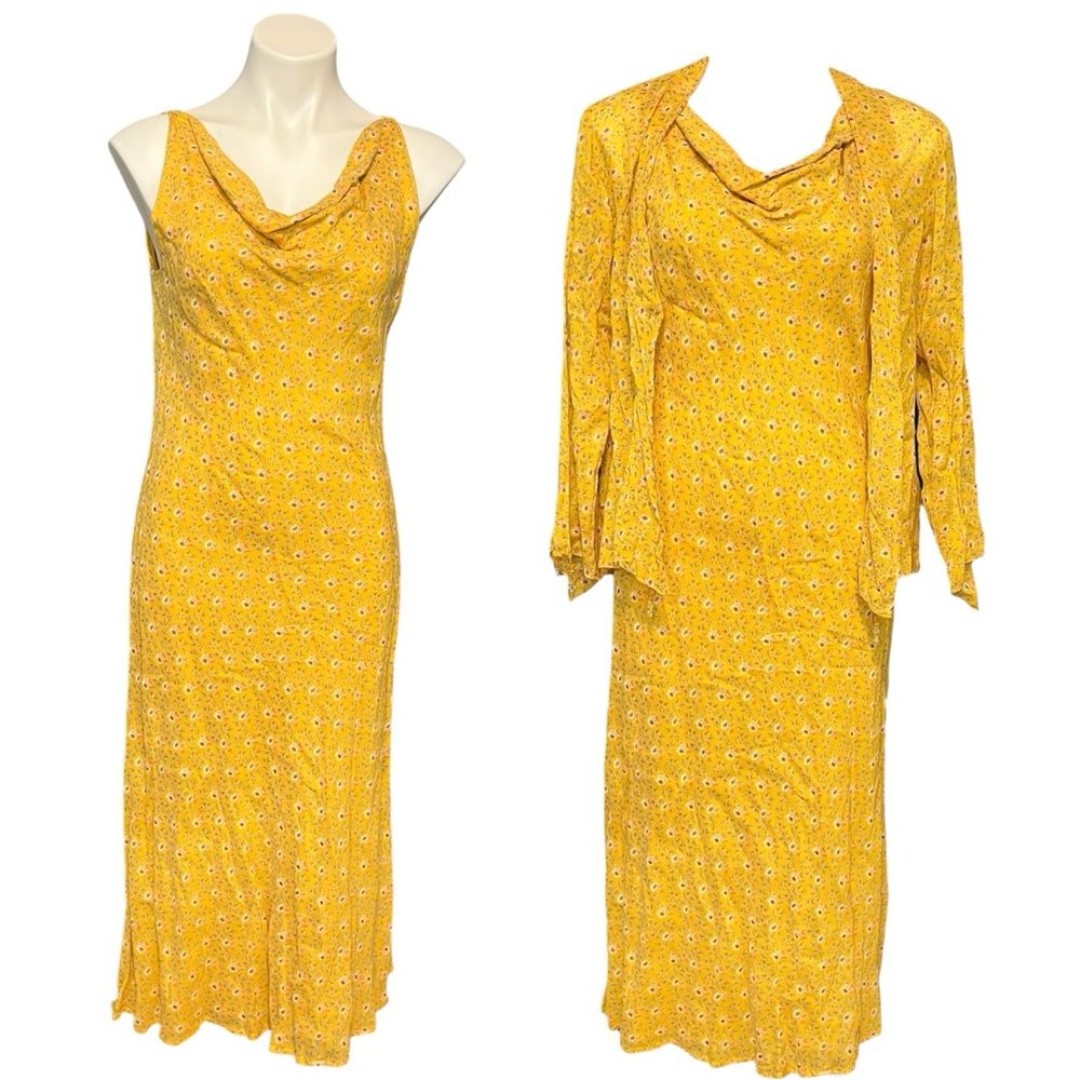 Vintage APRIL CORNELL Yellow Floral Dress Cottage Core farm house set