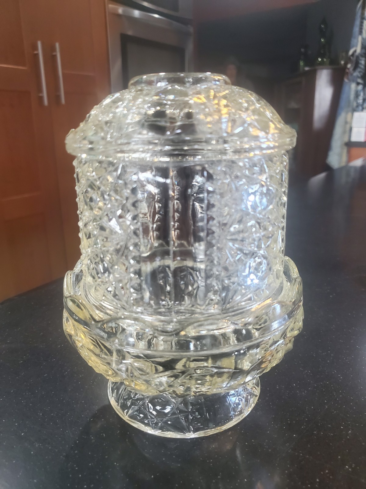 Beautiful Vintage Indiana Glass Stars And Bars Fairy Lamp Excellent Condition