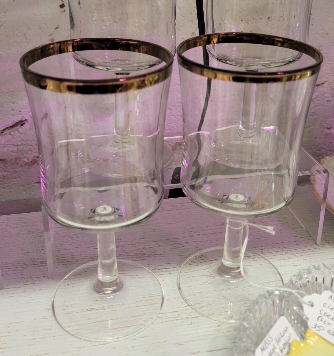 1940's clear and bronze cocktail glasses