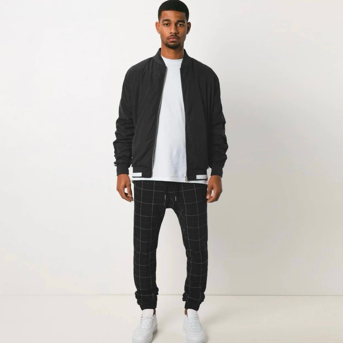 Zanerobe Piped Bomber Jacket in Black and White Size Large
