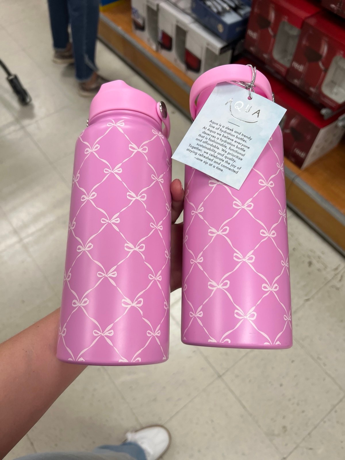 Pink bow tumbler water bottle (1)