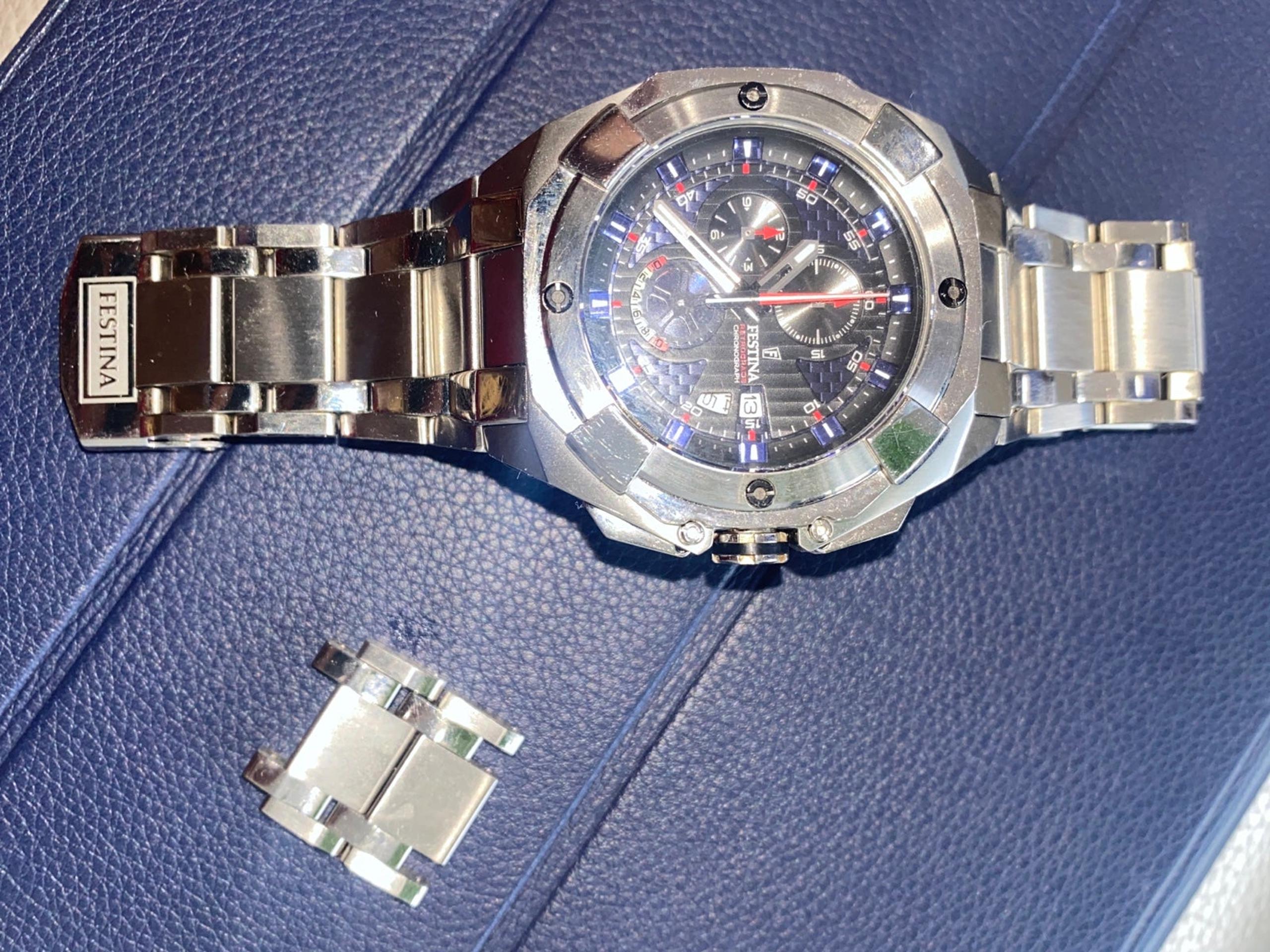 Festina F16351-2 Men's Grande Tour Silver & Blue Dial Stainless Steel Watch